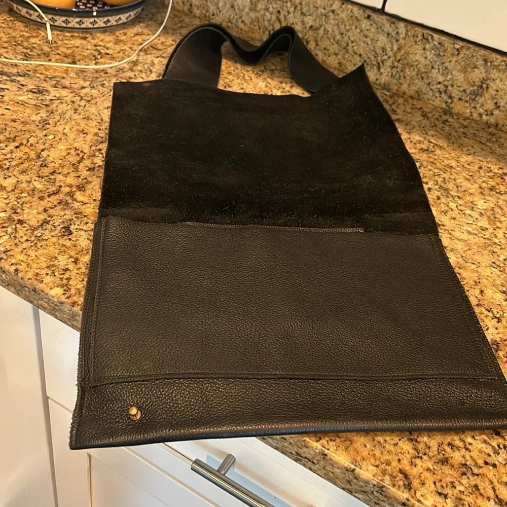 Pebbled Leather Black Crossbody Laptop Bag Grommet Artisan Leather Maker